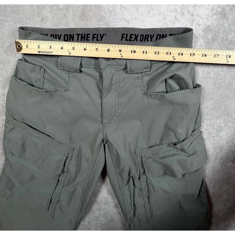 Duluth Mens 30x32 Cargo Pants Dry On The Fly Olive Green Nylon Stretch Slim Fit